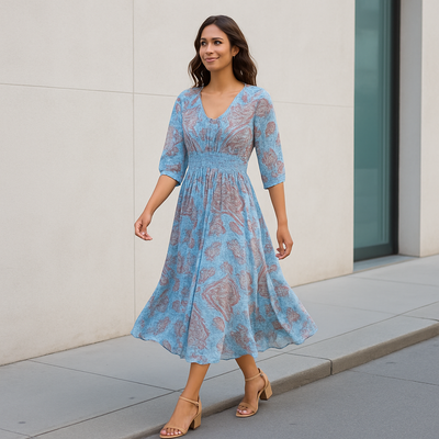 Alira | V-Neck Seven Sleeve Dress