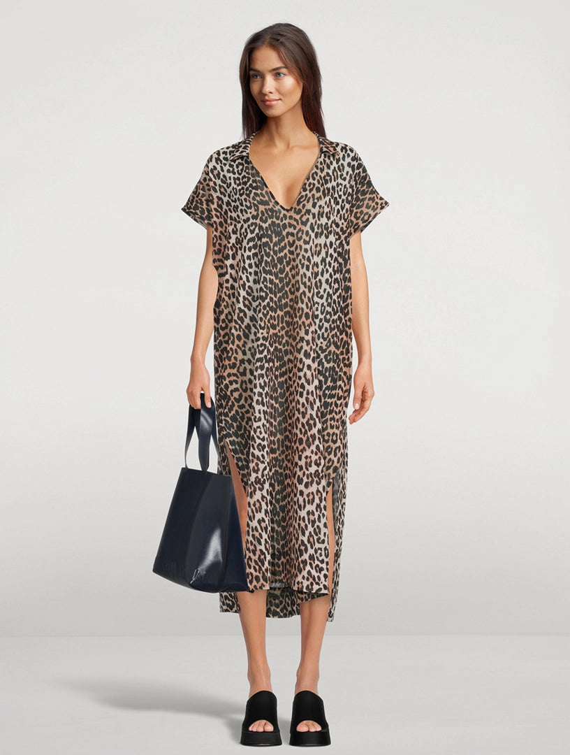 Evie | Short-sleeved dress with leopard print