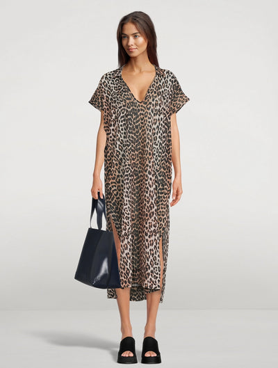 Evie | Short-sleeved dress with leopard print