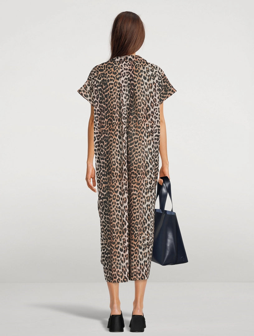 Evie | Short-sleeved dress with leopard print