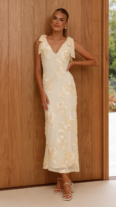 Lily | Embroidered Floral Mesh Maxi Dress